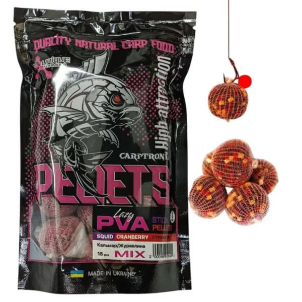 PVA stick pellets Mix Squid/Cranberry (Кальмар/Журавлина) 15 шт
